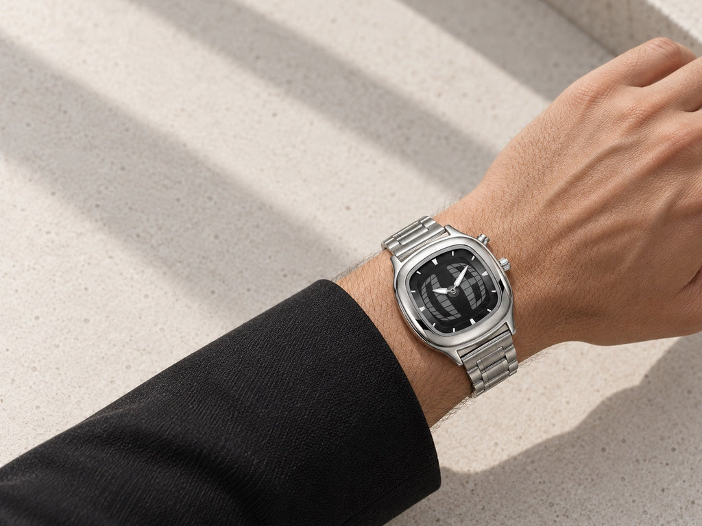 OTHERWHEN hero-wrist watch correctly worn with bracelet wrapped around the wrist